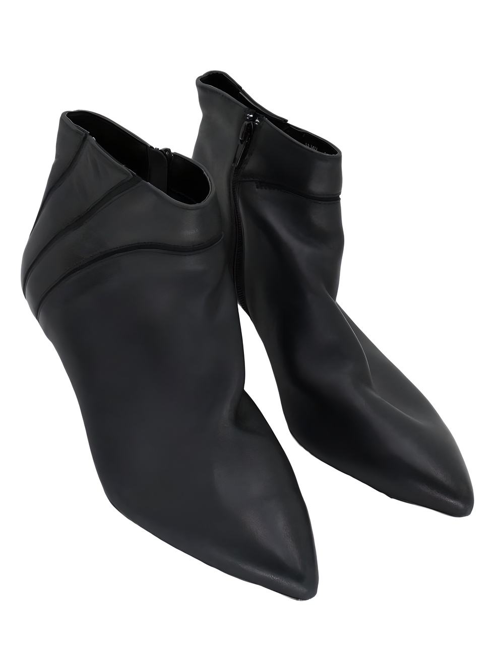 Bella Vita Womens Jani Black Leather Pointed Toe 2" Heel Ankle Boots Size 11W